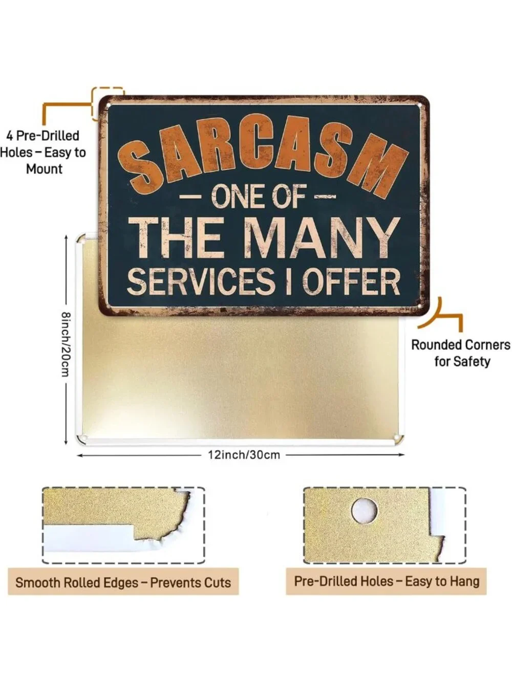 Funny Vintage Tin Wall Decor - 10-Piece Garage Signs, 8x12 Inch Home Decor